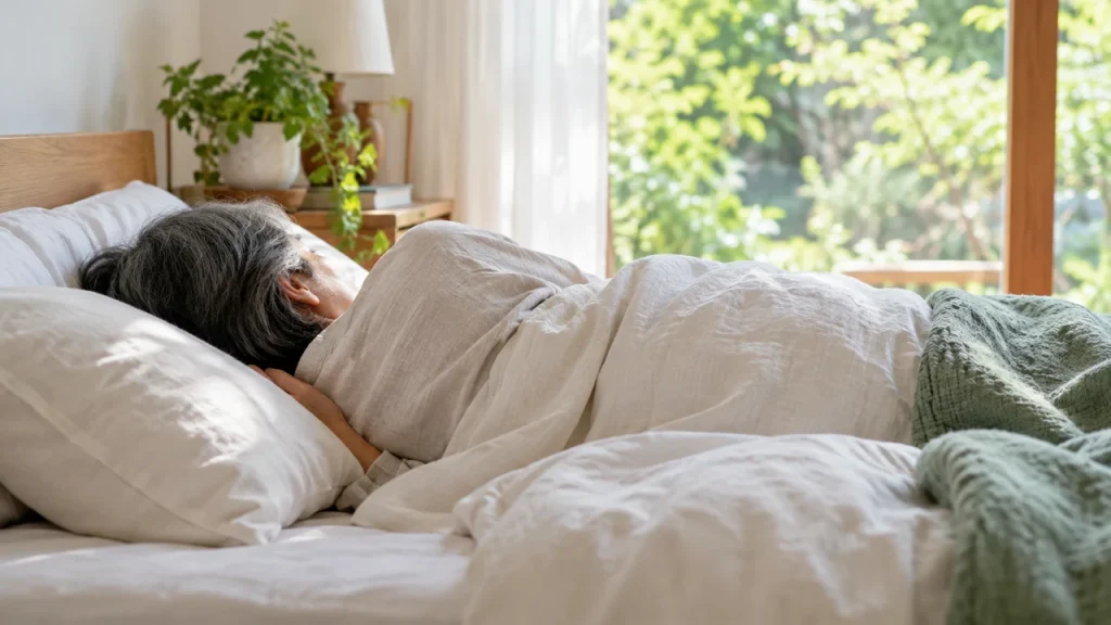 掲示板投稿；母の睡眠が改善されましたをテーマにしたAI生成のイメージ写真