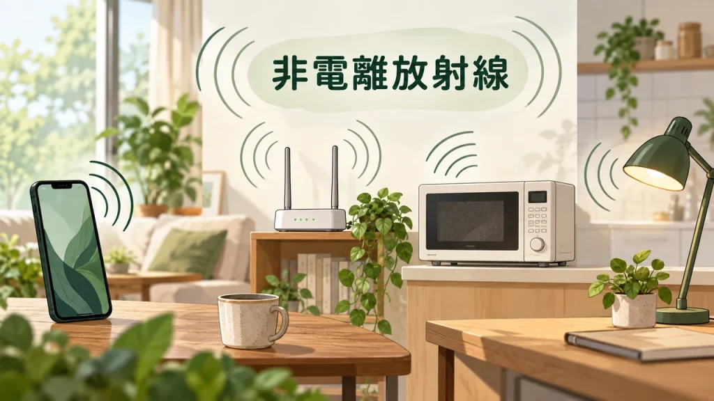 動画更新:非電離放射線の全て: 家電から医療機器までのテーマを短いラベルで説明するAI生成イラスト